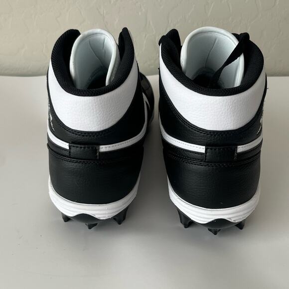 Nike Jordan 1 Mid Alpha menace cleats panda black white 12.5 FJ6805 100 NEW - Picture 7 of 11